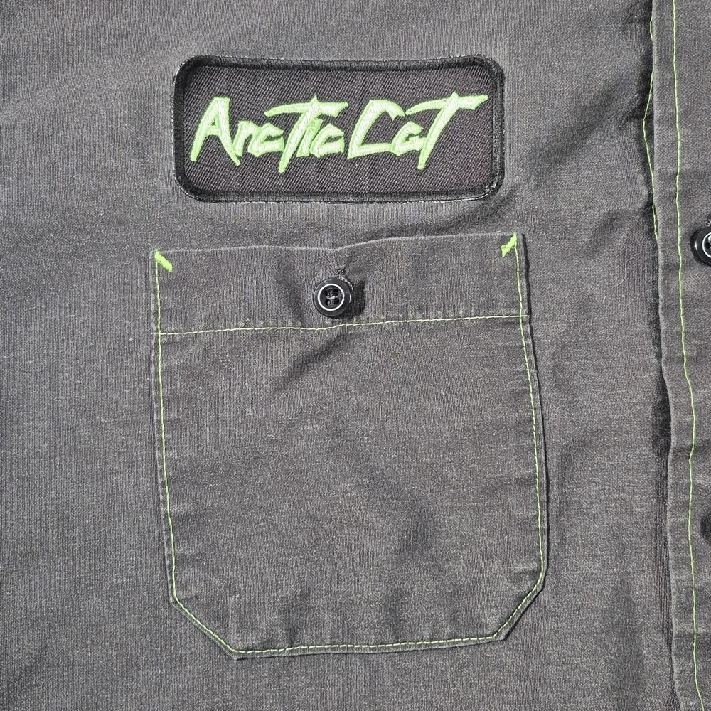 Arctic Cat  Distressed Garage Button Up Shirt Mens XL Snowmobile Mechanic - Picture 3 of 9